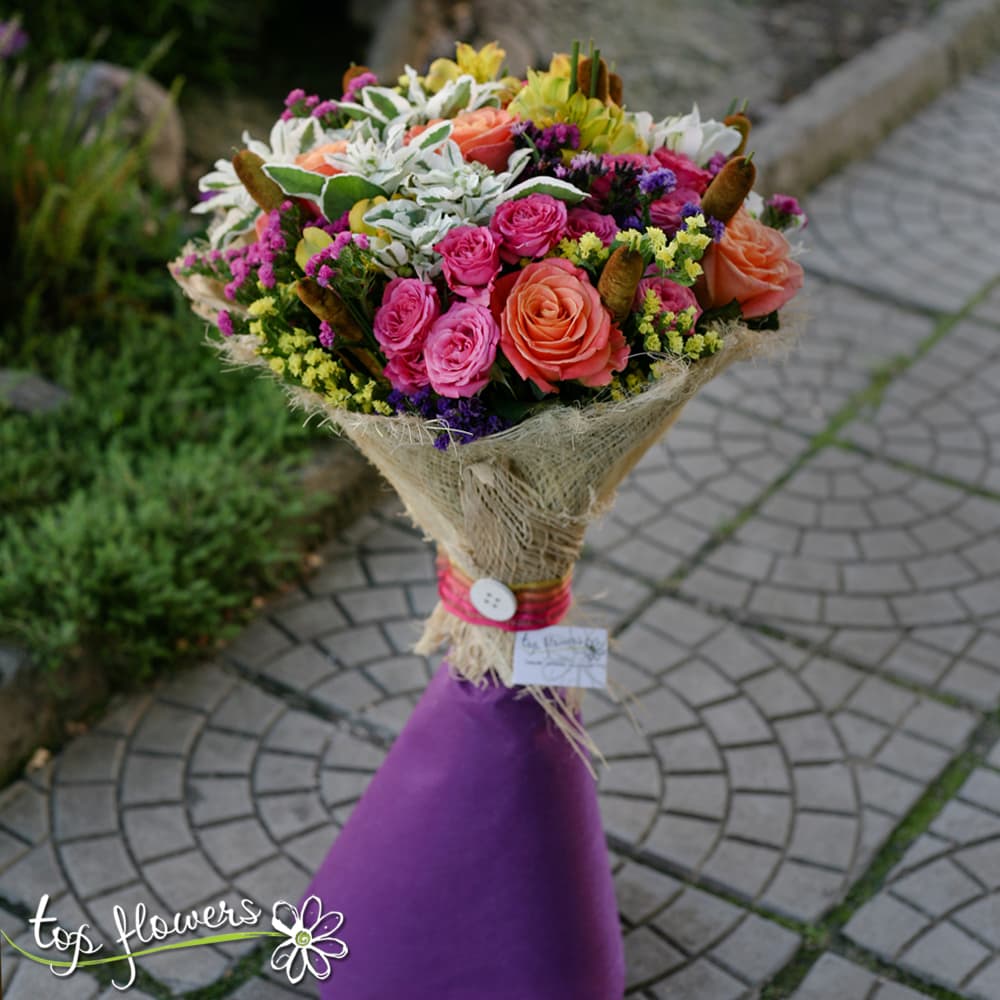 Rainbow Bouquet Of Colorful Flowers Delivery From Top Flowers