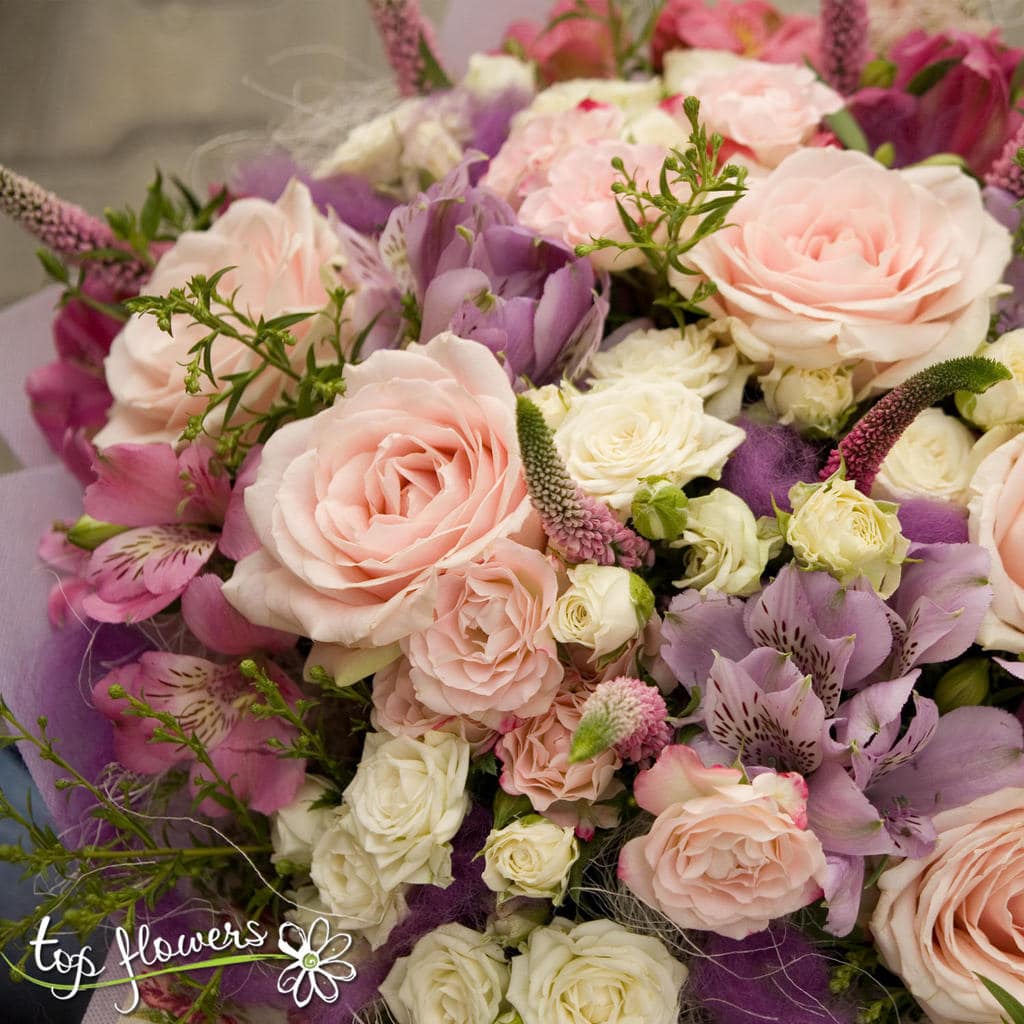 Harmony bouquet of delicate fresh flowers. Topflowers delivery