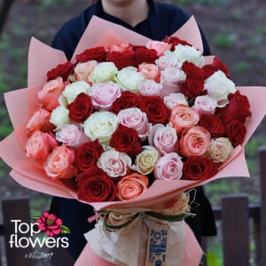 Bouquet 51 Roses﻿ mix | Warm range