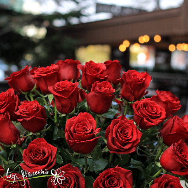 Basket of 51 red roses