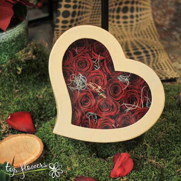 Romantic box with red roses