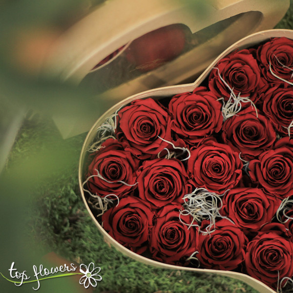Romantic box with red roses
