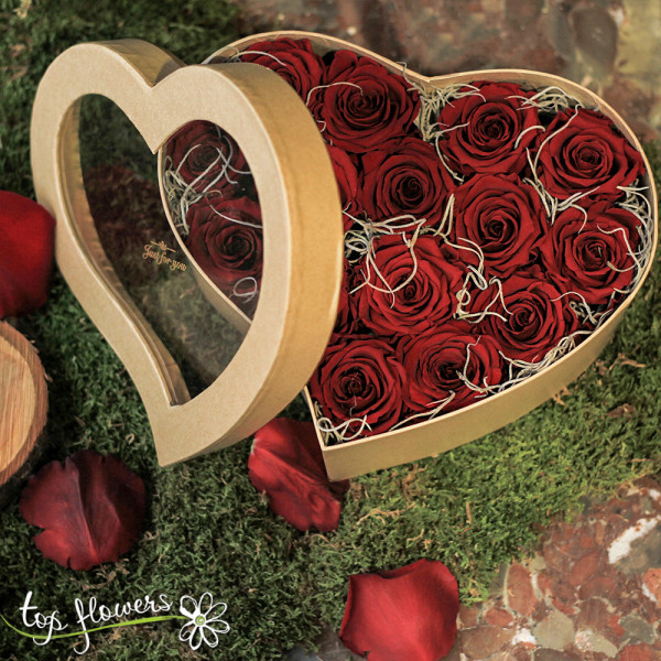 Romantic box with red roses