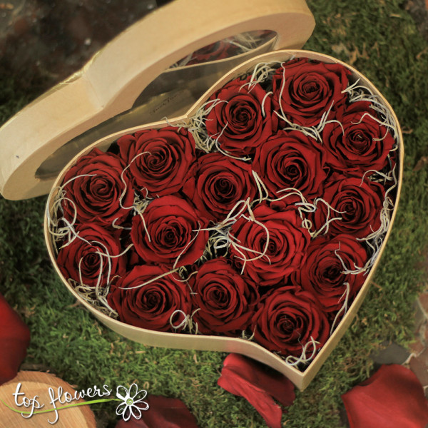 Romantic box with red roses