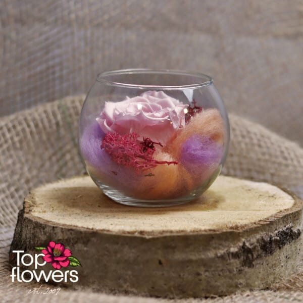 Eternal rose in glass sphere | PINK