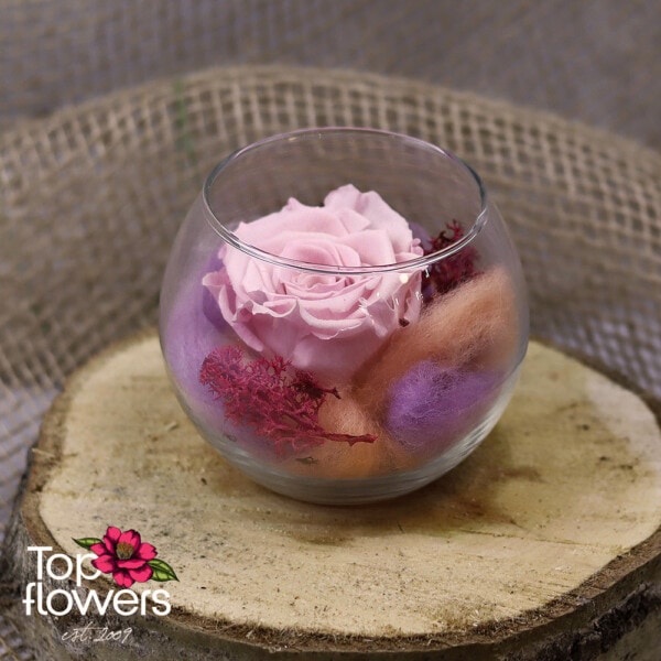 Eternal rose in glass sphere | PINK