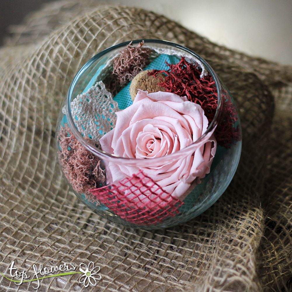 Eternal rose in glass sphere | PINK