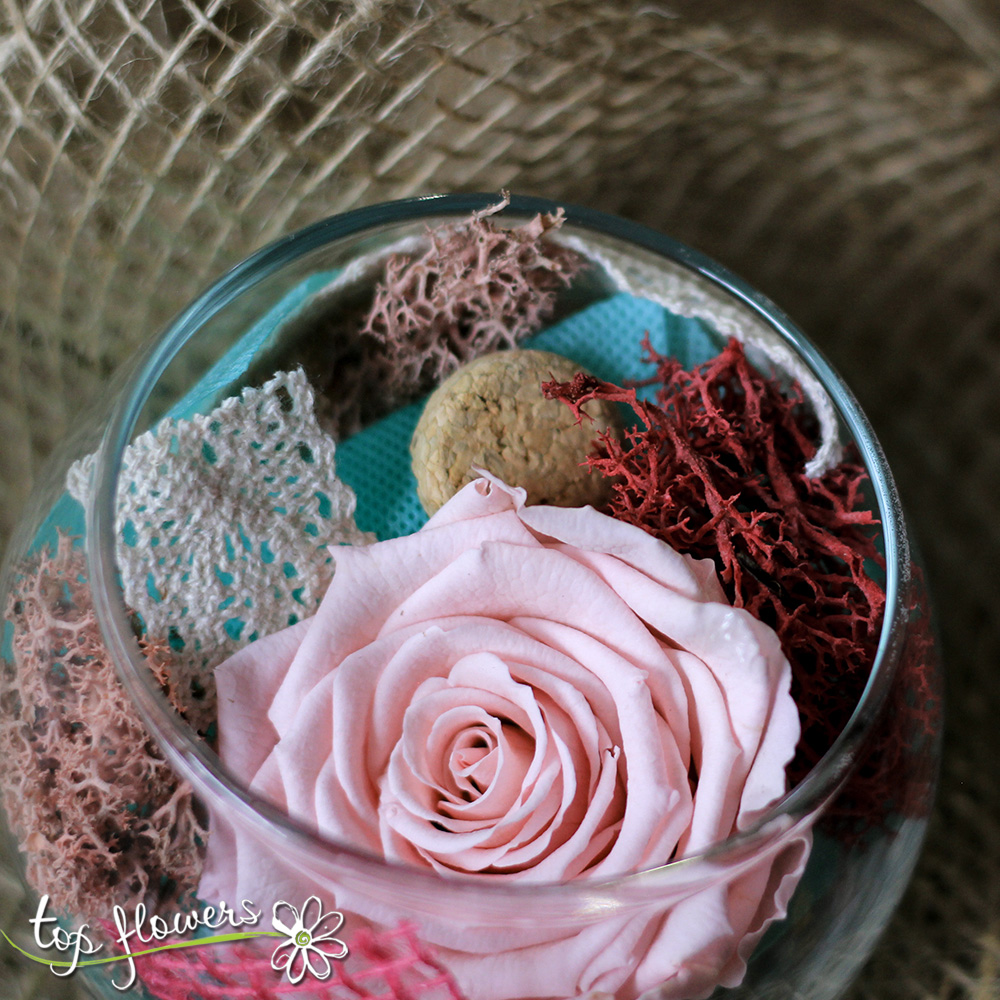 Eternal rose in glass sphere | PINK