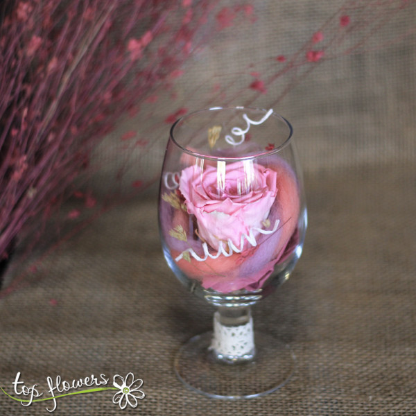Eternal rose in a glass cup PINK