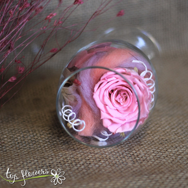 Eternal rose in a glass cup PINK
