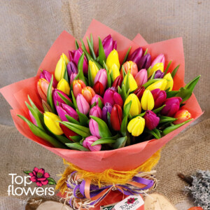 51 разноцветни лалета | Букет