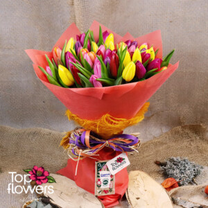 51 разноцветни лалета | Букет