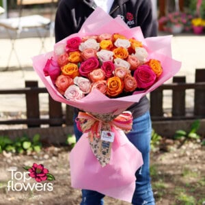 31 разноцветни рози | Букет