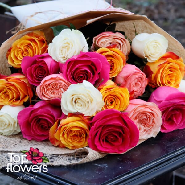 Classic bouquet | Multicolored roses