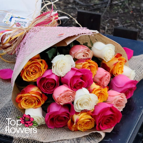 Classic bouquet | Multicolored roses