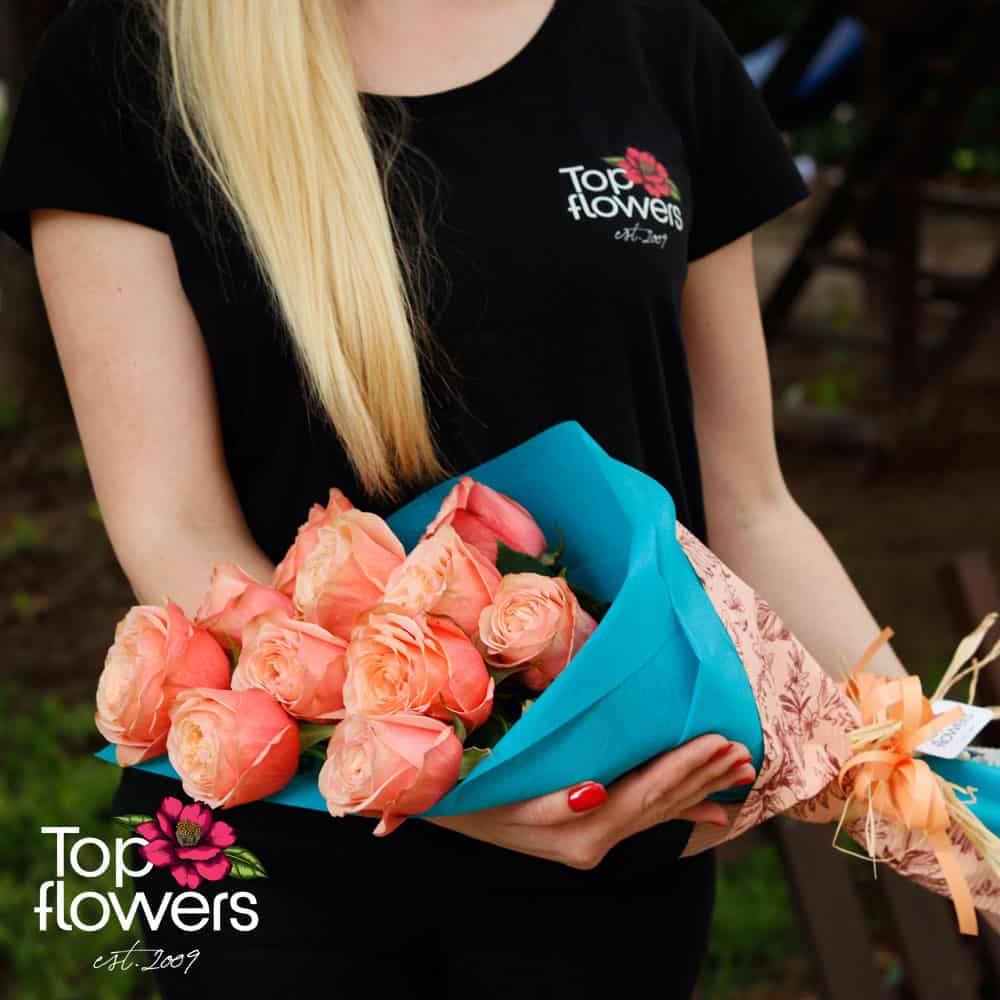 Classic bouquet | Peach roses