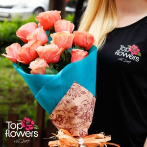 Classic bouquet | Peach roses