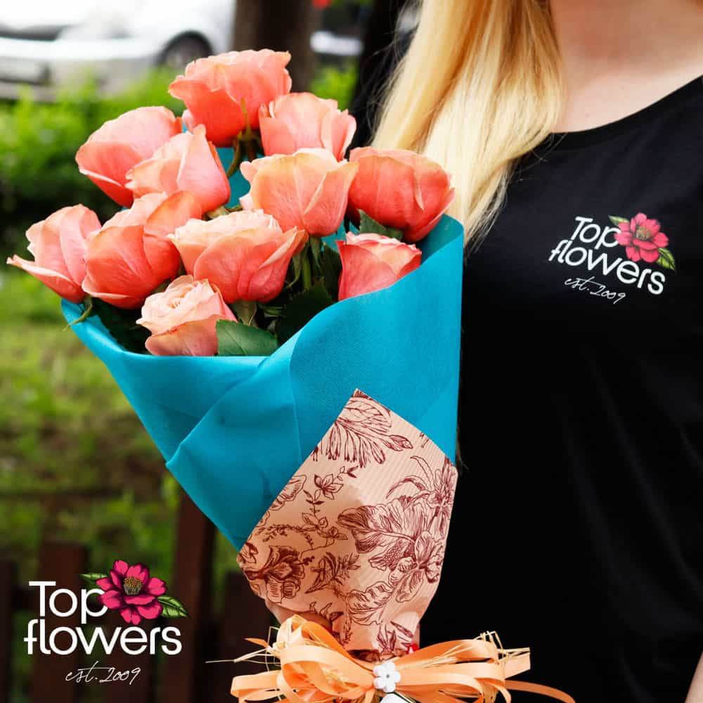 Classic bouquet | Peach roses