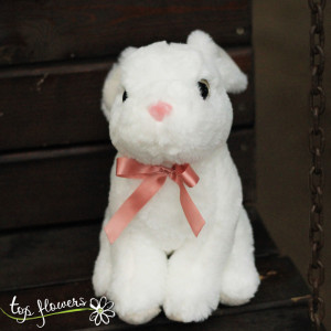 White bunny with ribbon | 25 cm.