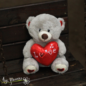 Bear with heart Grey | 25 cm.