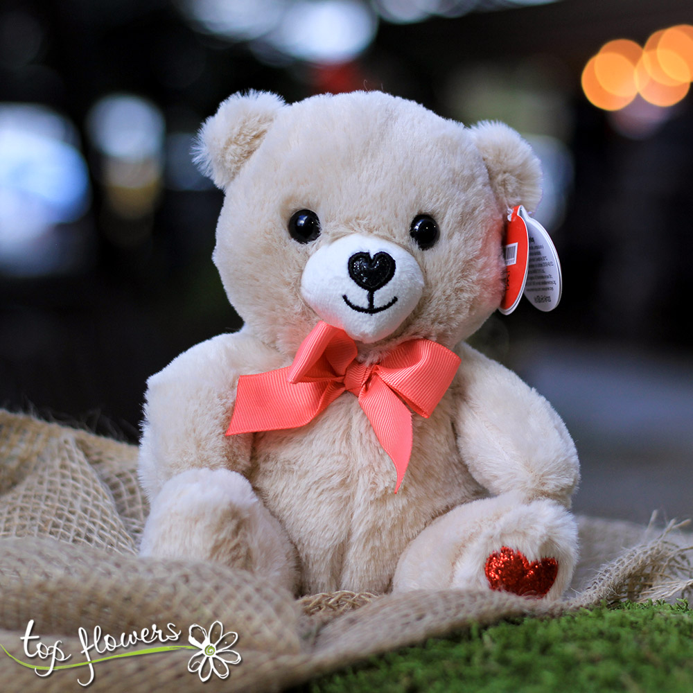 Bear with a ribbon Beige | 20 cm.