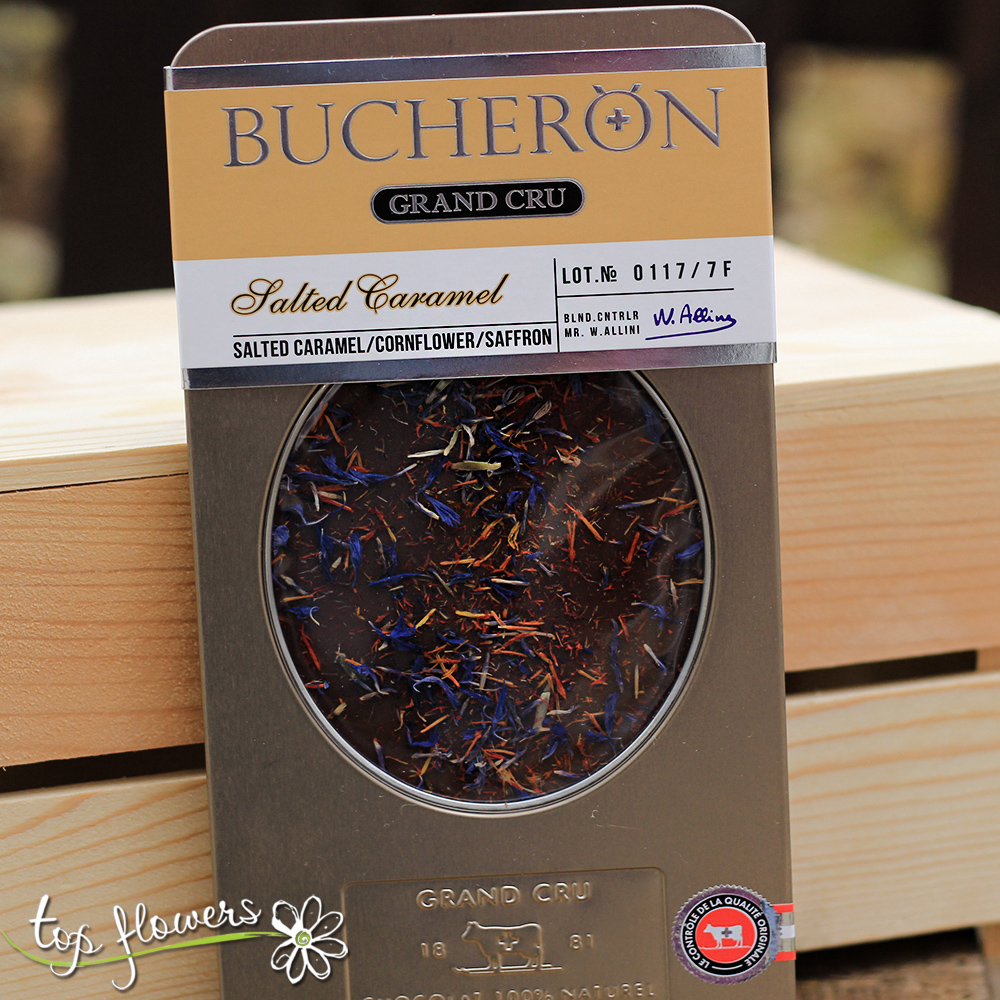 Chocolate Bucheron | Salted caramel, Saffron and Cornflower