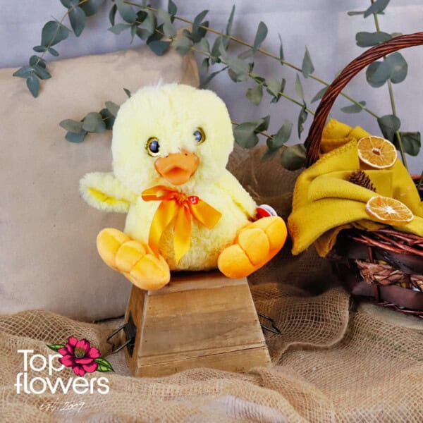 Plush yellow duck with sound | 14 cm.