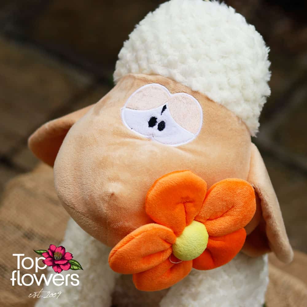 Бежова овца с оранжево цвете | 40 см.