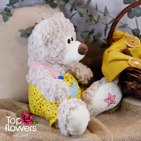 Yellow overall teddy bear | 42 cm.