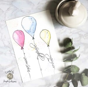 Greeting card | Happiness, health, love with balloons