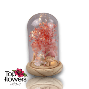 Guardian Angel S Pink | Glass vessel, wooden base, LED