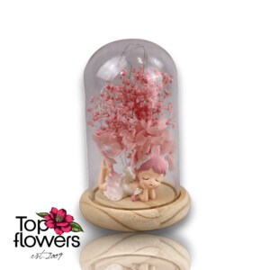 Guardian Angel S Pink | Glass vessel, wooden base, LED