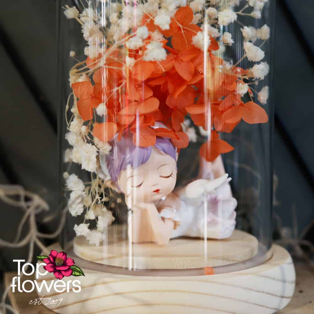 Guardian Angel S Pink | Glass vessel, wooden base, LED