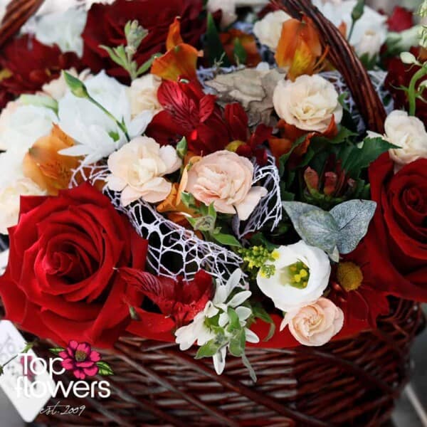 Wine Forest Basket with Flowers