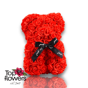 Мече от изкуствени цветя s | Червено