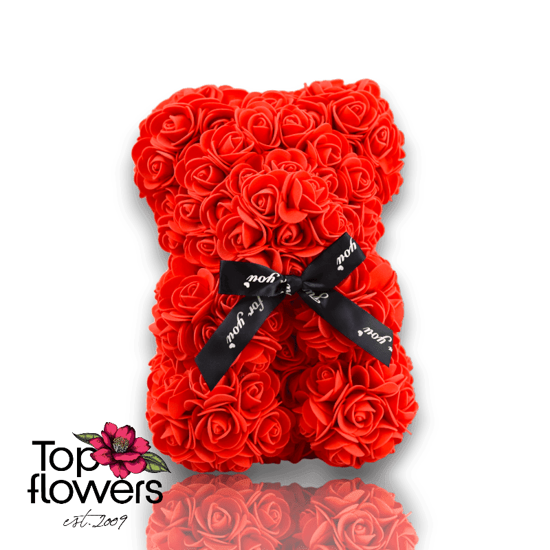 Мече от изкуствени цветя S | Червено | Top Flowers.com