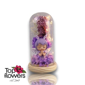 Guardian Angel L Purple | Glass vessel, wooden base, LED