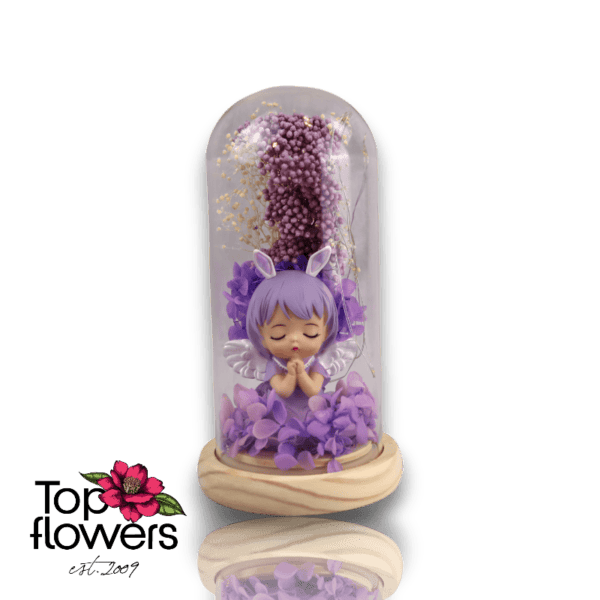 Guardian Angel L Purple | Glass vessel, wooden base, LED