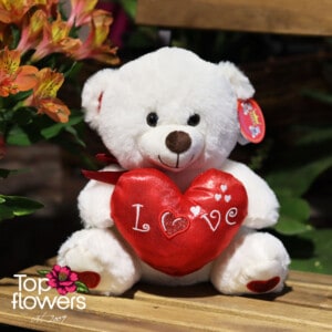 Bear with heart White | 25 cm.