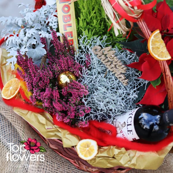 Christmas basket with live plants and sweet delight | Cypress - Image 5