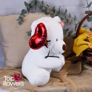 White Heart Balloon Teddy Bear | 38 cm.