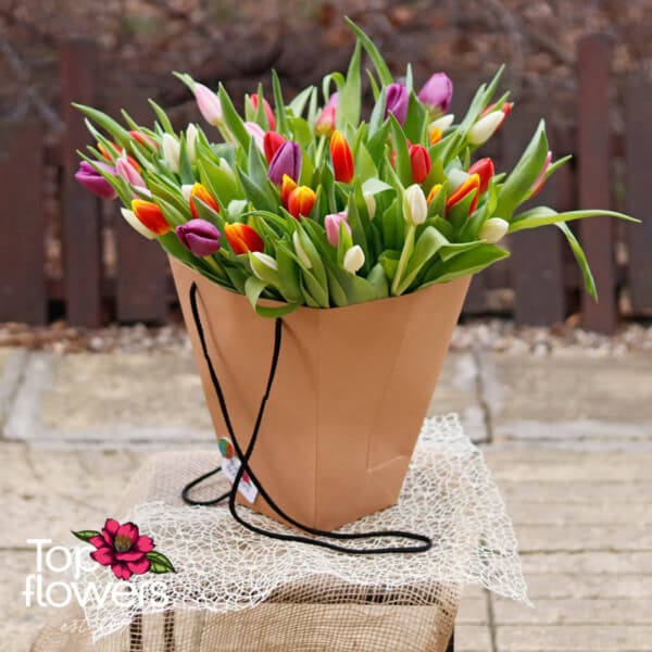 51 tulips in a bag | Bouquet