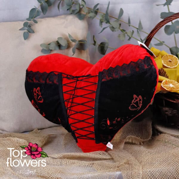 Plush heart with corset | 50 cm.