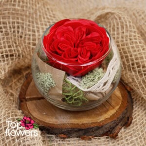 Soap rose in glass sphere