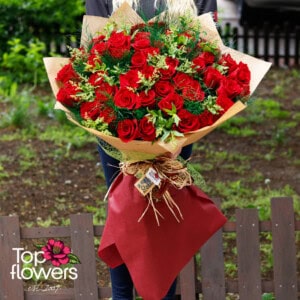 51 Red Roses with greens | Bouquet