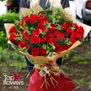 51 Red Roses with greens | Bouquet