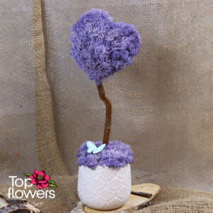 Арт композиция със скандинавски мъх във форма на облаче в керамична кашпа