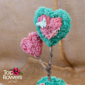 Art installation Between the Clouds made of Scandinavian moss in a ceramic pot – flower shop