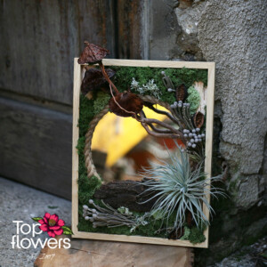 Living picture Forest Reflection with Scandinavian moss and mirror