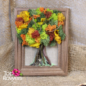 Living moss wall art tree in green and yellow tones – flower shop